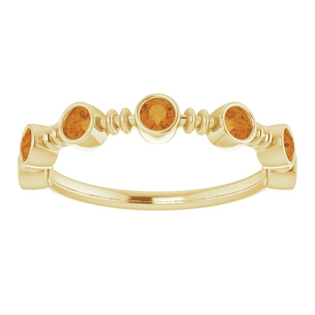 14K Gold Round Natural Citrine Bezel-Set Ring II - Yellow Gold - view 8