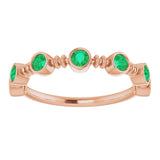 14K Gold Round Lab-Grown Emerald Bezel-Set Ring II - Rose Gold - view 8