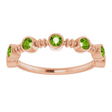 14K Gold Round Natural Peridot Bezel-Set Ring II - Rose Gold - view 8