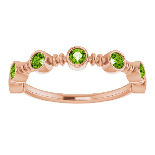 14K Gold Round Natural Peridot Bezel-Set Ring II - Rose Gold - view 8