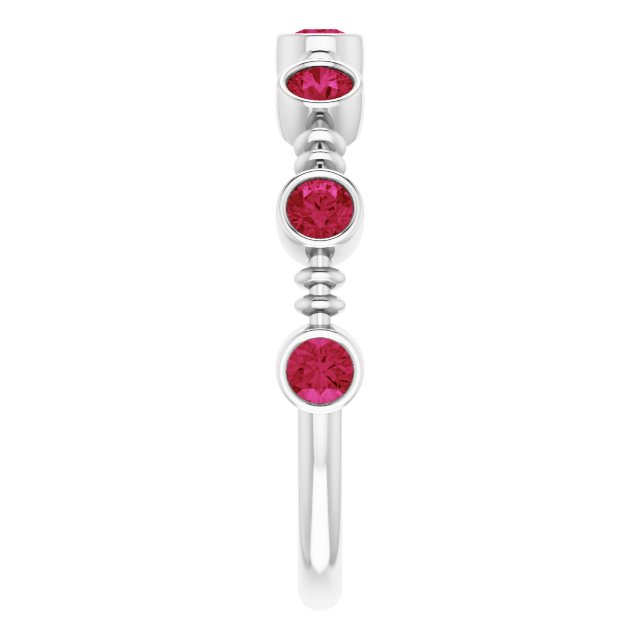 Platinum Round Lab-Grown Ruby Bezel-Set Ring II - view 9