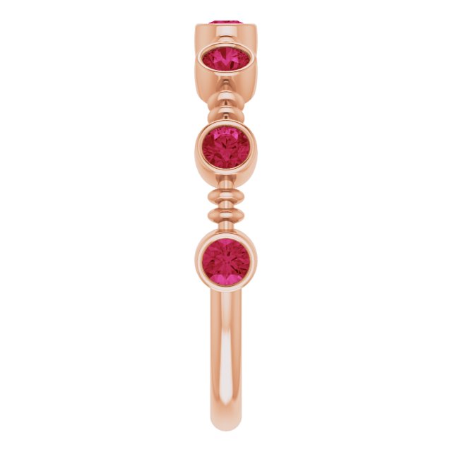 14K Gold Round Lab-Grown Ruby Bezel-Set Ring II - Rose Gold - view 9