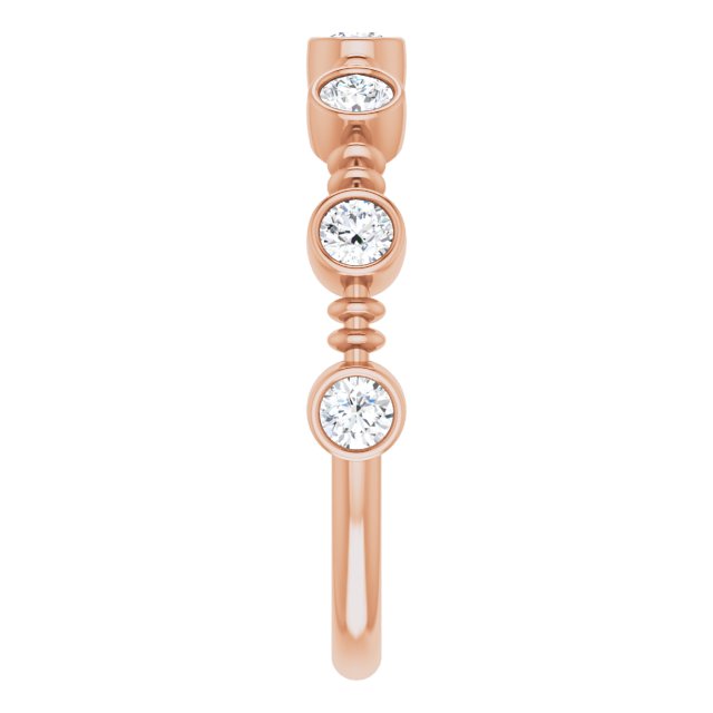 14K Gold Round Natural Diamond Bezel-Set Ring II - Rose Gold - view 9