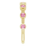 14K Gold Round Natural Pink Tourmaline Bezel-Set Ring II - Yellow Gold - view 9