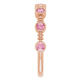 14K Gold Round Natural Pink Tourmaline Bezel-Set Ring II - Rose Gold - view 9