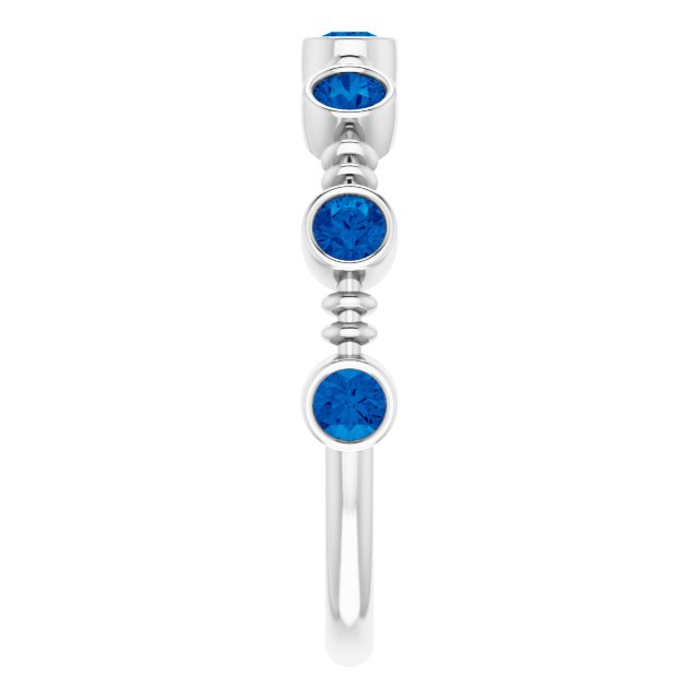 Platinum Round Natural Blue Sapphire Bezel-Set Ring II - view 9