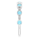 Platinum Round Natural Aquamarine Bezel-Set Ring II - view 9