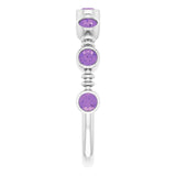 14K Gold Round Natural Amethyst Bezel-Set Ring II - White Gold - view 9