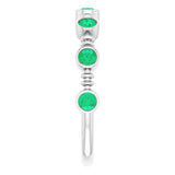 14K Gold Round Natural Emerald Bezel-Set Ring II - White Gold - view 9