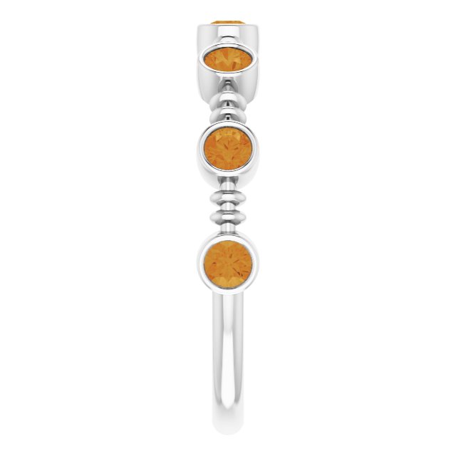Platinum Round Natural Citrine Bezel-Set Ring II - view 9