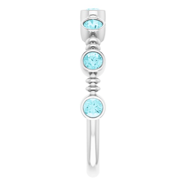 Platinum Round Natural Blue Zircon Bezel-Set Ring II - view 9
