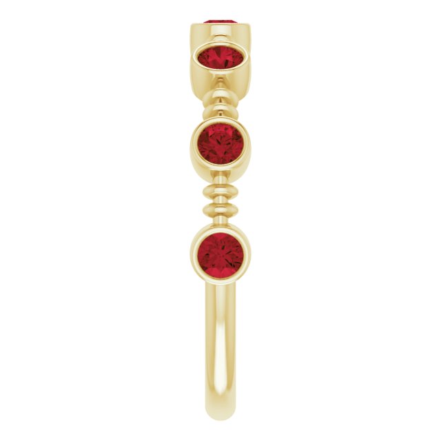 14K Gold Round Natural Mozambique Garnet Bezel-Set Ring II - Yellow Gold - view 9