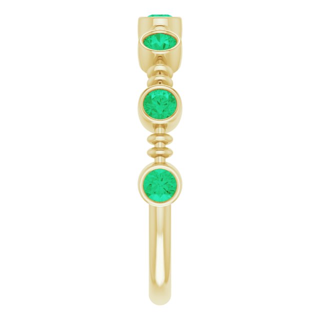 14K Gold Round Natural Emerald Bezel-Set Ring II - Yellow Gold - view 9