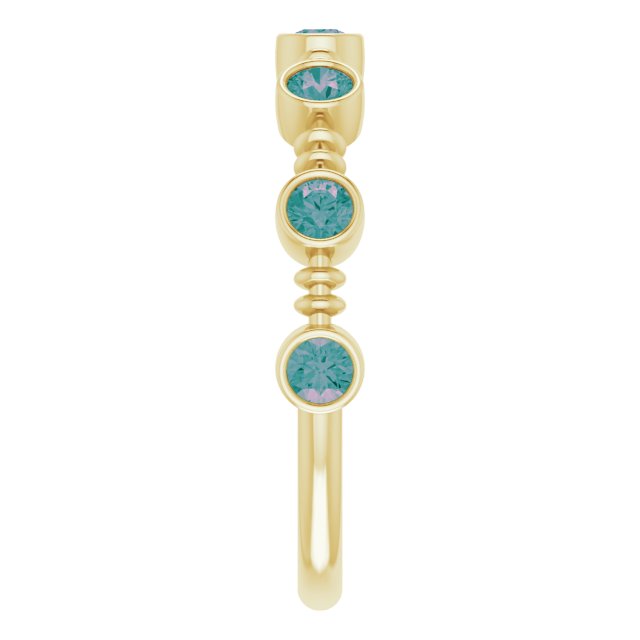 14K Gold Round Lab-Grown Alexandrite Bezel-Set Ring – 2.5mm Stones - Yellow Gold - view 9