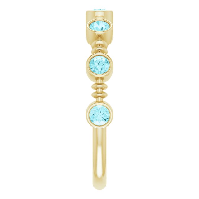14K Gold Round Natural Blue Zircon Bezel-Set Ring II - Yellow Gold - view 9