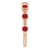 14K Gold Round Natural Mozambique Garnet Bezel-Set Ring II - Rose Gold - view 9