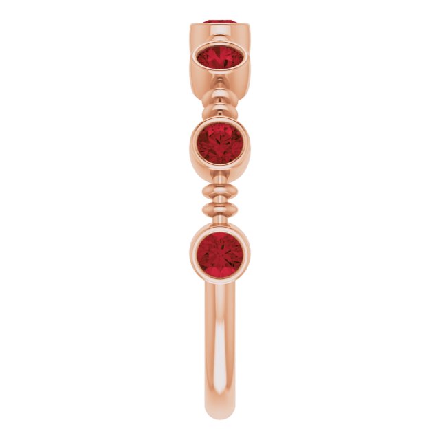 14K Gold Round Natural Mozambique Garnet Bezel-Set Ring II - Rose Gold - view 9