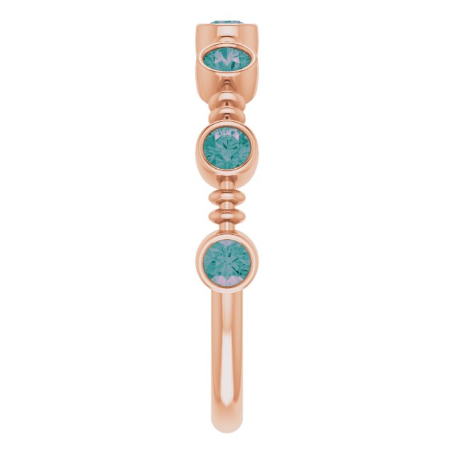 14K Gold Round Natural Alexandrite Bezel-Set Ring II - Rose Gold - view 9