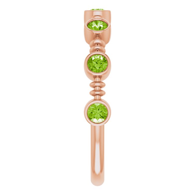 14K Gold Round Natural Peridot Bezel-Set Ring II - Rose Gold - view 9
