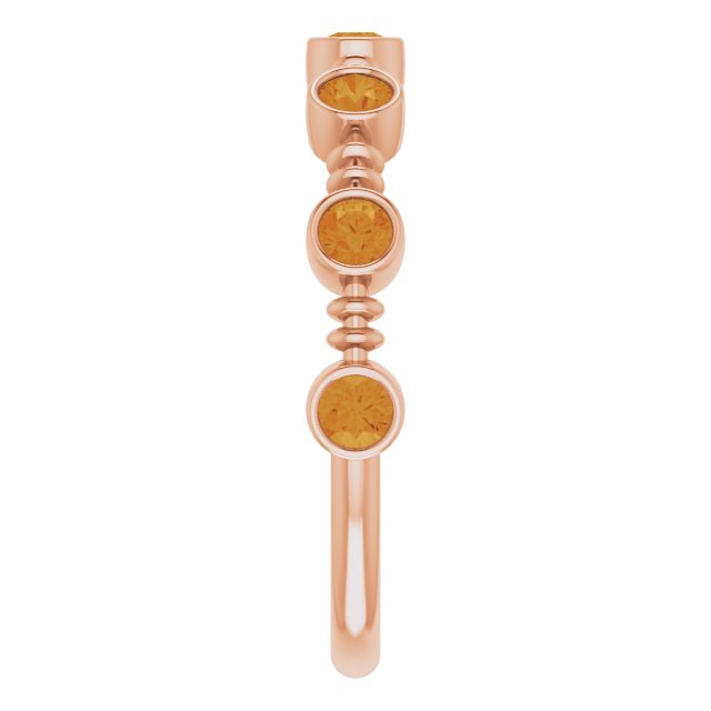 14K Gold Round Natural Citrine Bezel-Set Ring II - Rose Gold - view 9