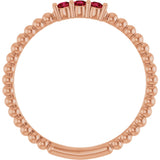 14K Gold Round Natural Ruby Beaded Ring - Rose Gold - view 7