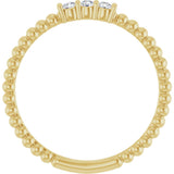 14K Gold Round Natural Diamond Beaded Ring - Yellow Gold - view 7