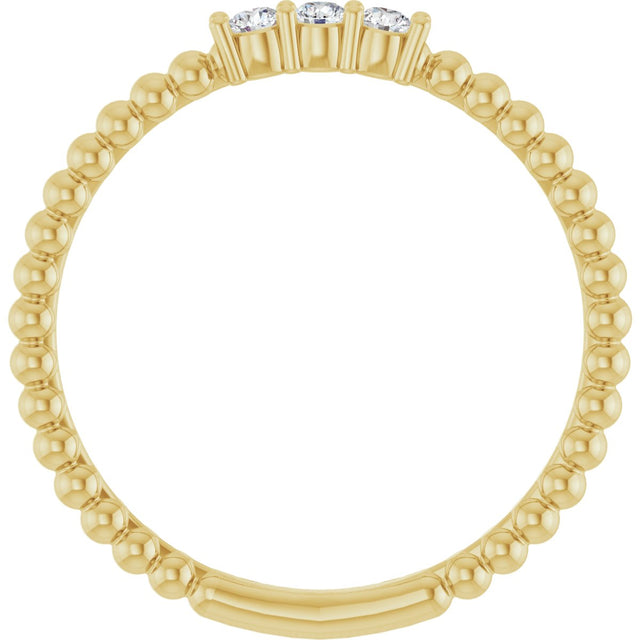 14K Gold Round Natural Diamond Beaded Ring - Yellow Gold - view 7