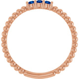 14K Gold Round Lab-Grown Blue Sapphire Beaded Ring - Rose Gold - view 7