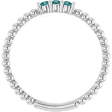 Platinum Round Natural Alexandrite Beaded Ring - view 7