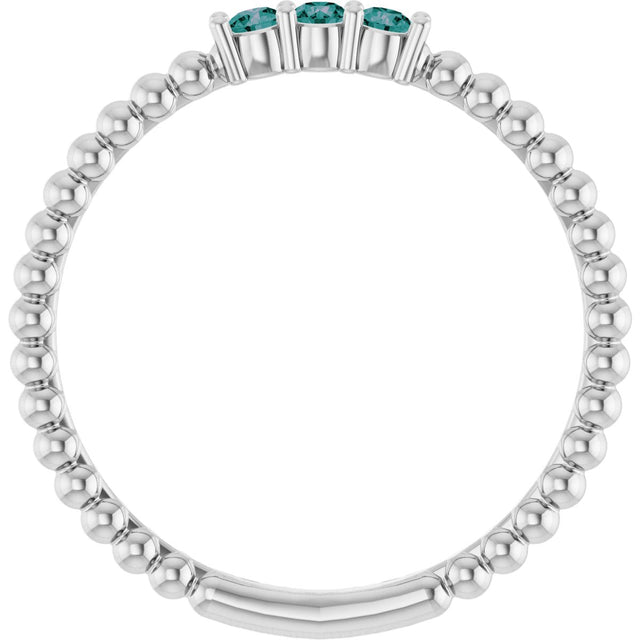 Platinum Round Lab-Grown Alexandrite Beaded Ring - view 7