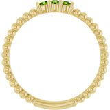 14K Gold Round Natural Peridot Beaded Ring - Yellow Gold - view 7