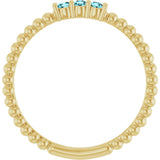 14K Gold Round Natural Blue Zircon Beaded Ring - Yellow Gold - view 7