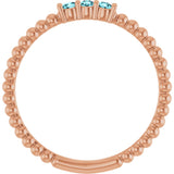 14K Gold Round Natural Blue Zircon Beaded Ring - Rose Gold - view 7