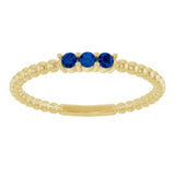 14K Gold Round Natural Blue Sapphire Beaded Ring - Yellow Gold - view 8