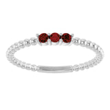 Platinum Round Natural Mozambique Garnet Beaded Ring - view 8
