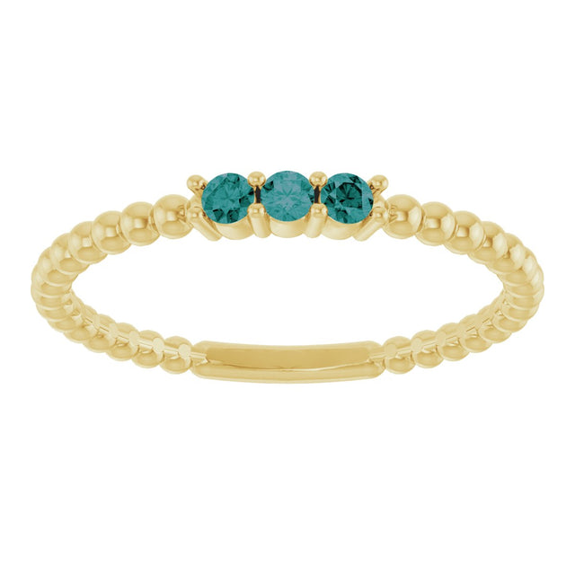 14K Gold Round Natural Alexandrite Beaded Ring - Yellow Gold - view 8