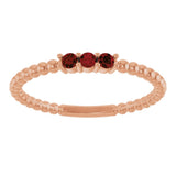 14K Gold Round Natural Mozambique Garnet Beaded Ring - Rose Gold - view 8