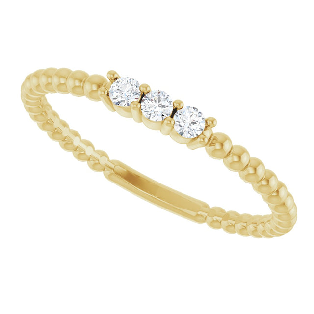 14K Gold Round Natural Diamond Beaded Ring - Yellow Gold - view 10