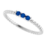 14K Gold Round Lab-Grown Blue Sapphire Beaded Ring - White Gold - view 10
