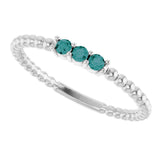 Platinum Round Lab-Grown Alexandrite Beaded Ring - view 10