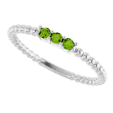 14K Gold Round Natural Peridot Beaded Ring - White Gold - view 10