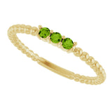 14K Gold Round Natural Peridot Beaded Ring - Yellow Gold - view 10