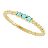 14K Gold Round Natural Blue Zircon Beaded Ring - Yellow Gold - view 10