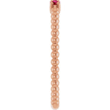 14K Gold Round Lab-Grown Ruby Beaded Ring - Rose Gold - view 9