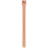 14K Gold Round Natural Pink Tourmaline Beaded Ring - Rose Gold - view 9