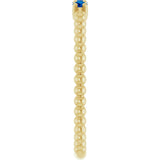 14K Gold Round Lab-Grown Blue Sapphire Beaded Ring - Yellow Gold - view 9