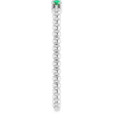14K Gold Round Natural Emerald Beaded Ring - White Gold - view 9