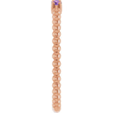 14K Gold Round Natural Amethyst Beaded Ring - Rose Gold - view 9
