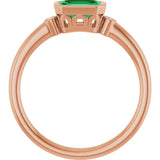 14K Gold Emerald Lab-Grown Emerald & Natural Diamond Bezel-Set Accented Ring - Rose Gold - view 2