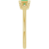 14K Gold Emerald Lab-Grown Emerald & Natural Diamond Bezel-Set Accented Ring - Yellow Gold - view 4